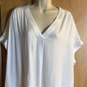 🌻Nine West Women's White Woven Pop Over Blouse  Size:  XXXL  **NEW WITH TAGS**